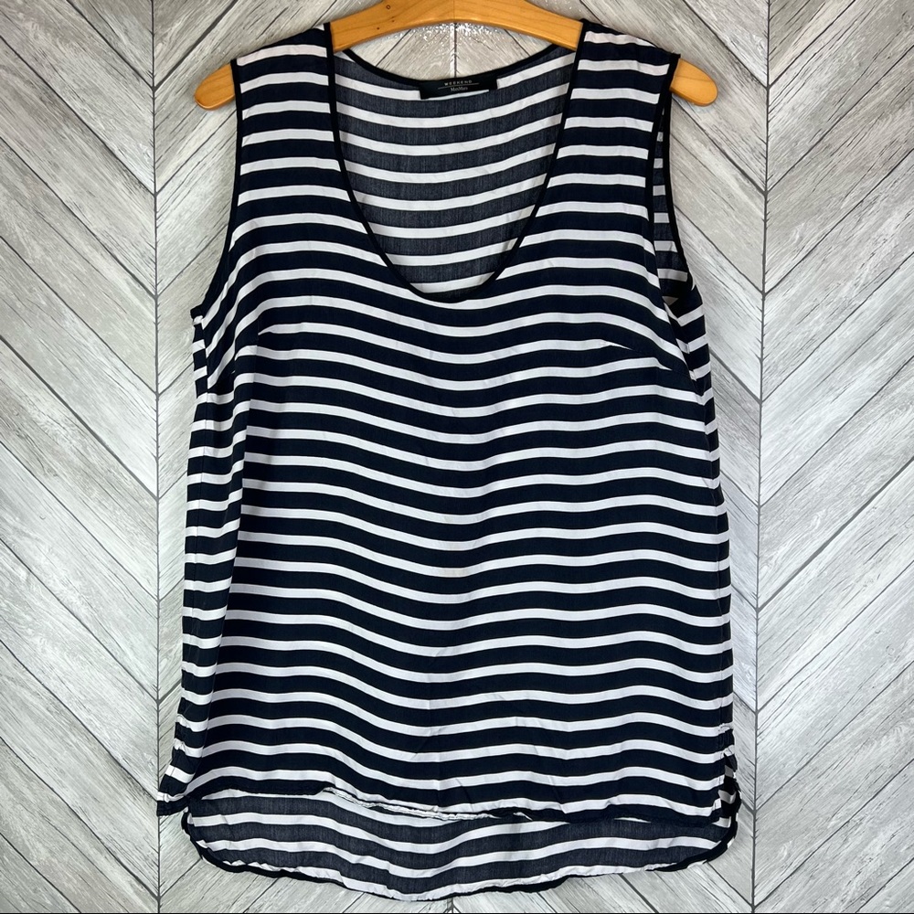 MaxMara Blue and White Striped Tank Top